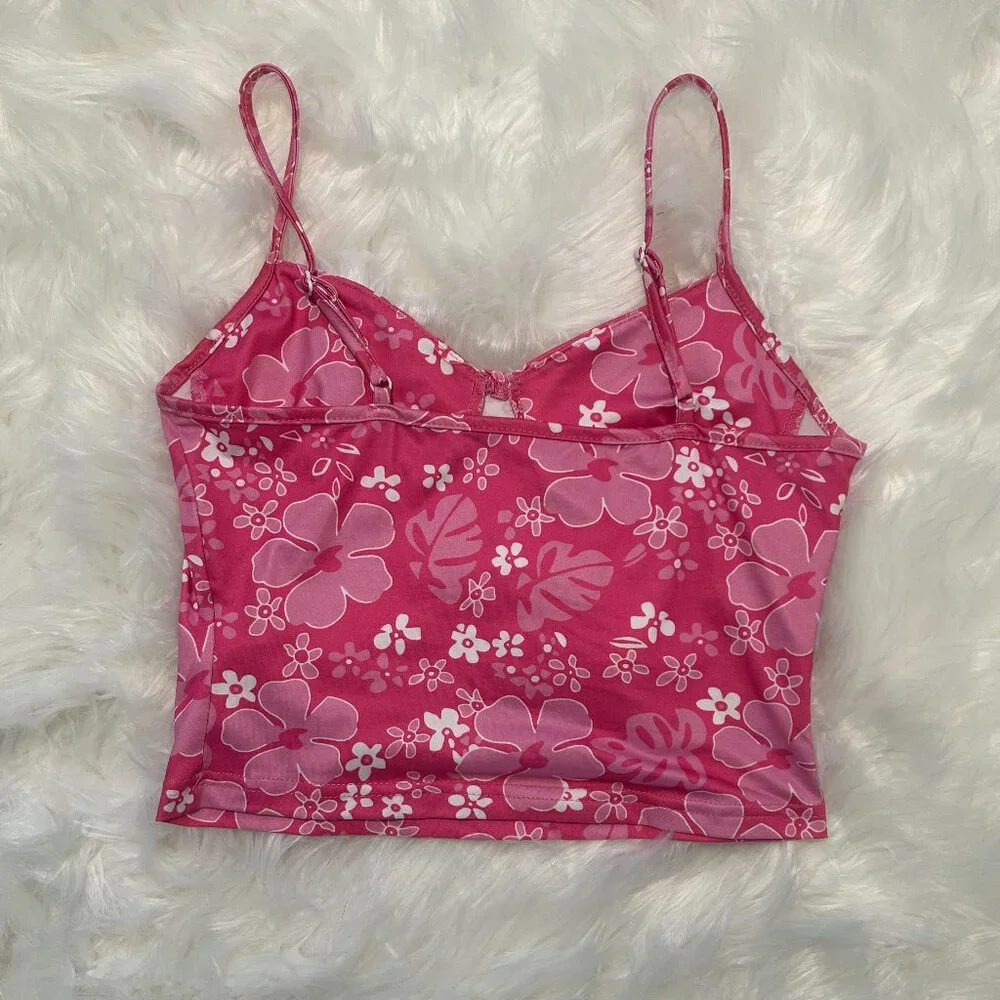 SHEIN Floral cropped pink Tank top SIZE S - Picture 2 of 4